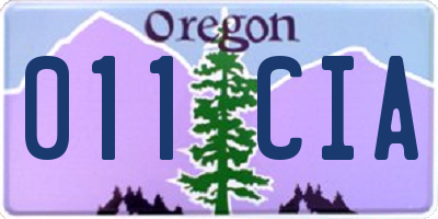 OR license plate 011CIA