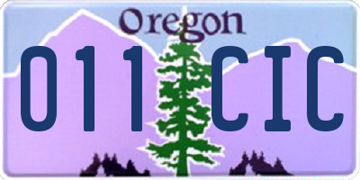 OR license plate 011CIC