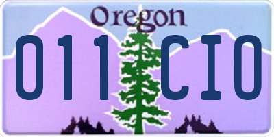 OR license plate 011CIO