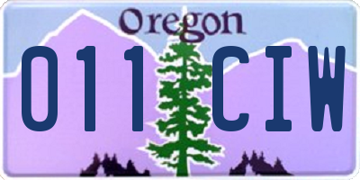 OR license plate 011CIW