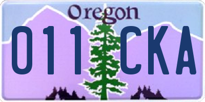 OR license plate 011CKA