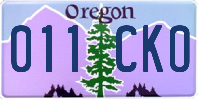 OR license plate 011CKO