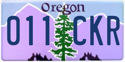 OR license plate 011CKR