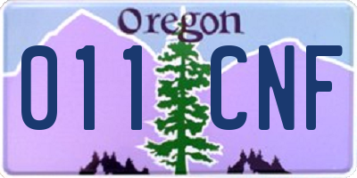 OR license plate 011CNF