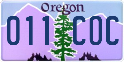 OR license plate 011COC