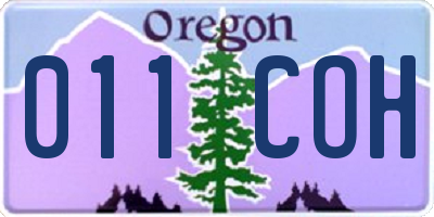 OR license plate 011COH