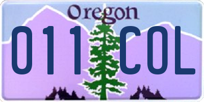 OR license plate 011COL