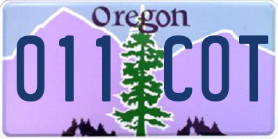 OR license plate 011COT