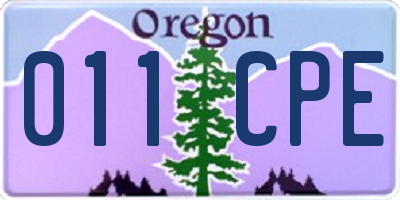 OR license plate 011CPE