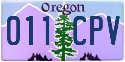 OR license plate 011CPV