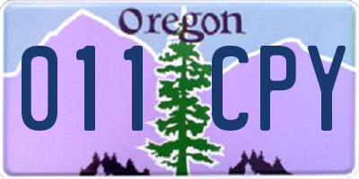 OR license plate 011CPY