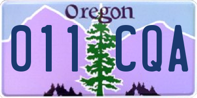 OR license plate 011CQA