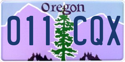 OR license plate 011CQX