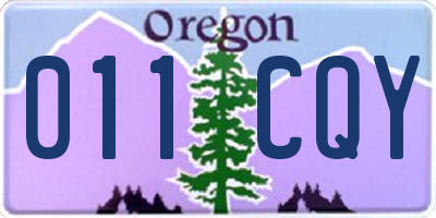 OR license plate 011CQY