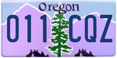 OR license plate 011CQZ