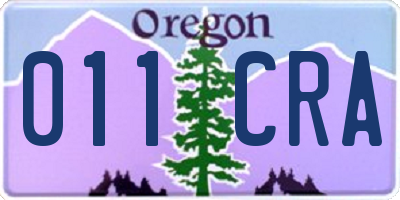 OR license plate 011CRA