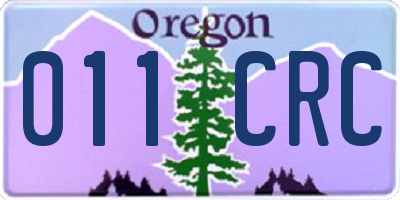 OR license plate 011CRC