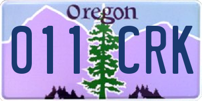 OR license plate 011CRK