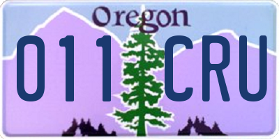OR license plate 011CRU