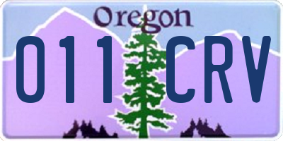 OR license plate 011CRV