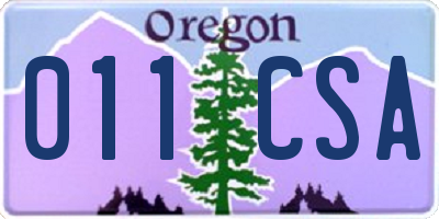 OR license plate 011CSA