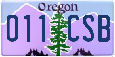 OR license plate 011CSB