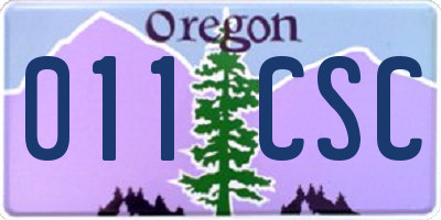 OR license plate 011CSC