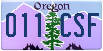 OR license plate 011CSF