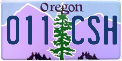 OR license plate 011CSH