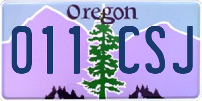 OR license plate 011CSJ