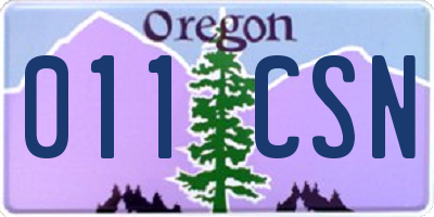 OR license plate 011CSN