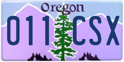 OR license plate 011CSX