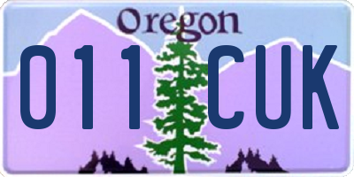 OR license plate 011CUK