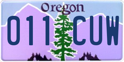 OR license plate 011CUW