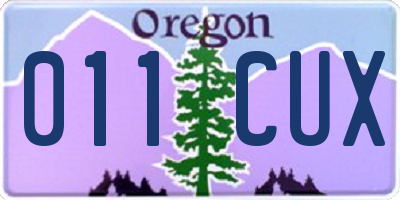 OR license plate 011CUX