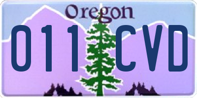 OR license plate 011CVD