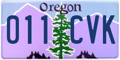 OR license plate 011CVK