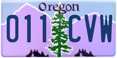 OR license plate 011CVW