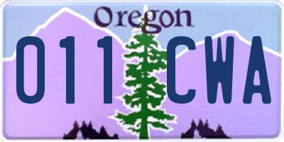 OR license plate 011CWA