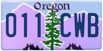 OR license plate 011CWB