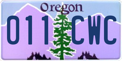 OR license plate 011CWC