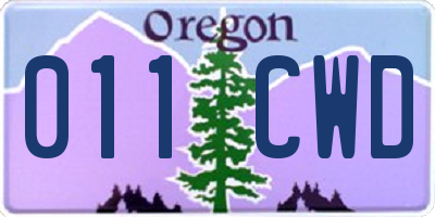 OR license plate 011CWD