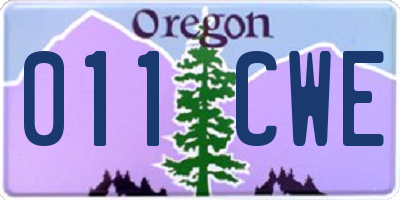 OR license plate 011CWE