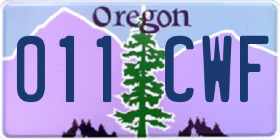 OR license plate 011CWF