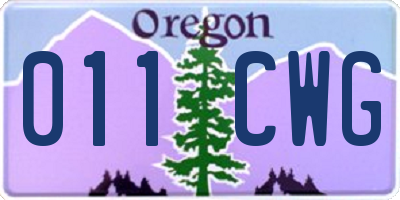 OR license plate 011CWG