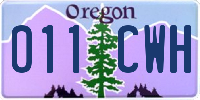 OR license plate 011CWH
