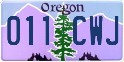OR license plate 011CWJ