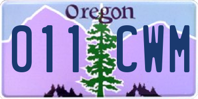 OR license plate 011CWM