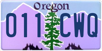 OR license plate 011CWQ