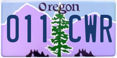 OR license plate 011CWR